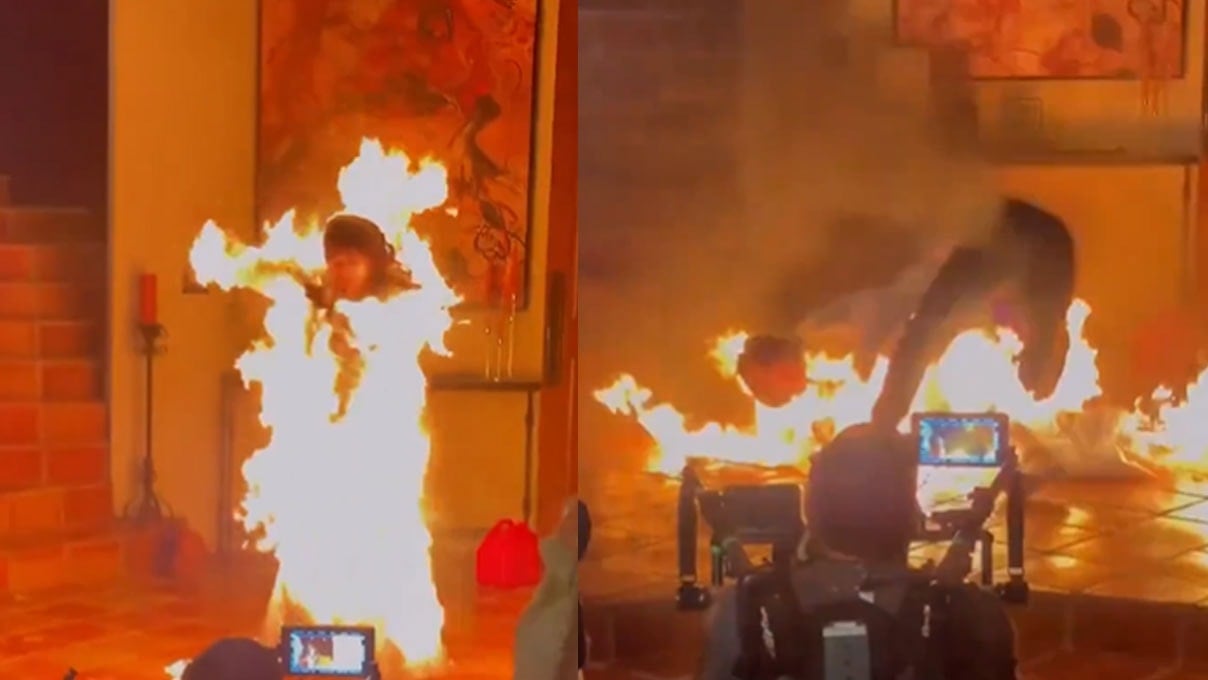 Korku dolu anlar! Ünlü şarkıcı alevler içinde kaldı!