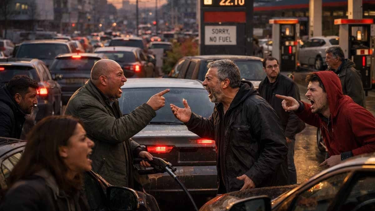 Koca ülkede yakıt bitince halk akaryakıt istasyonlarında birbirine girdi