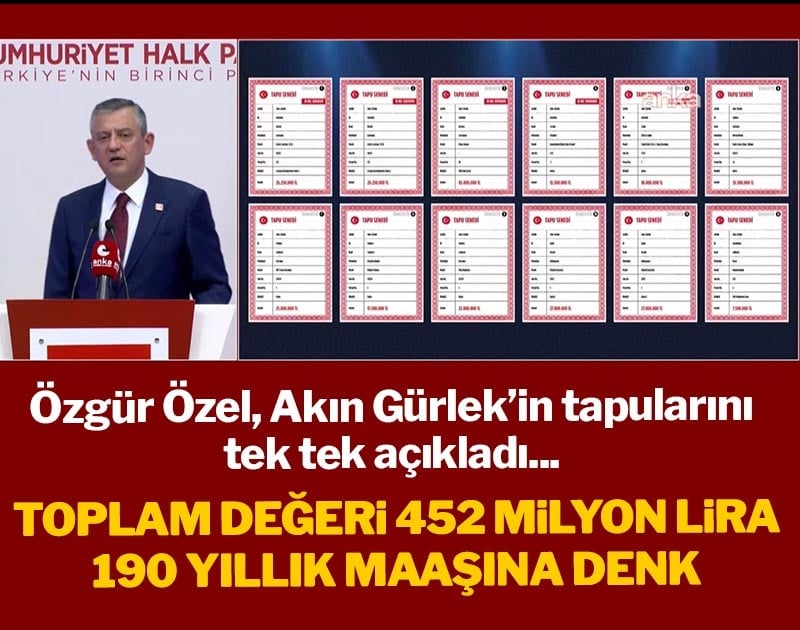 SON DAKİKA | Özgür Özel Akın Gürlek'in mal varlığını açıkladı