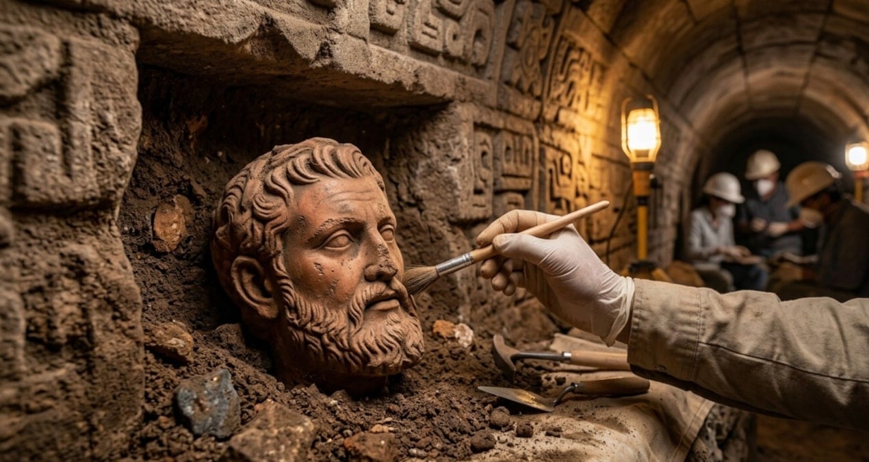 Tarih yeniden yazılıyor: Aztek piramidinden 2.000 yıllık Roma heykeli çıktı