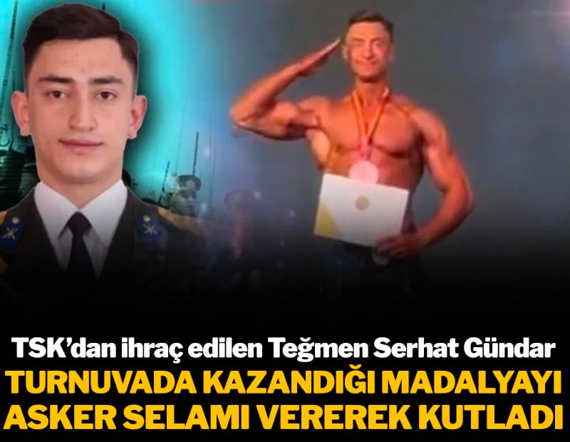 TSK'dan İhraç edilen Teğmen Serhat Gündar turnuvada kazandığı madalyayı asker selamı ile kutladı