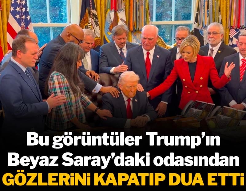 Bu görüntüler Trump'ın Beyaz Saray'daki odasından! Gözlerini kapatıp dokunarak dua ettiler