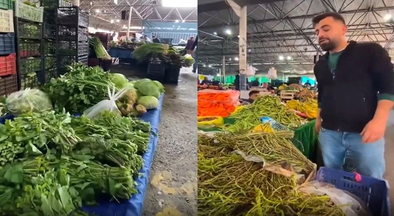 Pazardaki görüntüler şoke etti! 400 liraya ot mu olur?