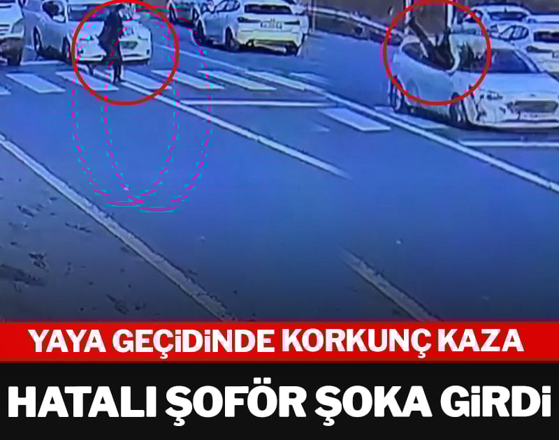 Yaya geçidinde korkunç kaza! Şoför nereye uçtuğunu göremedi bile