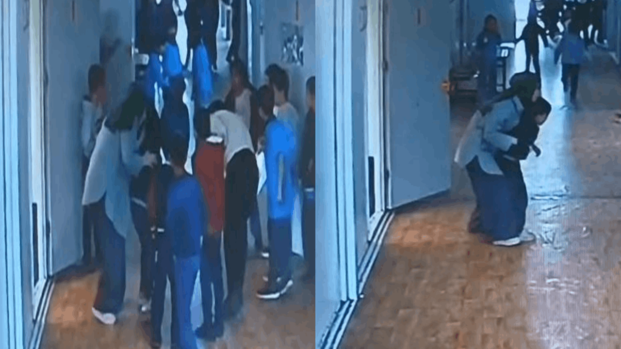 Boğazına yiyecek kaçan öğrenciyi Heimlich manevrası kurtardı