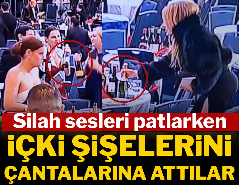 Silah sesleri patlarken salondakiler içki şişelerini çantalarına attı