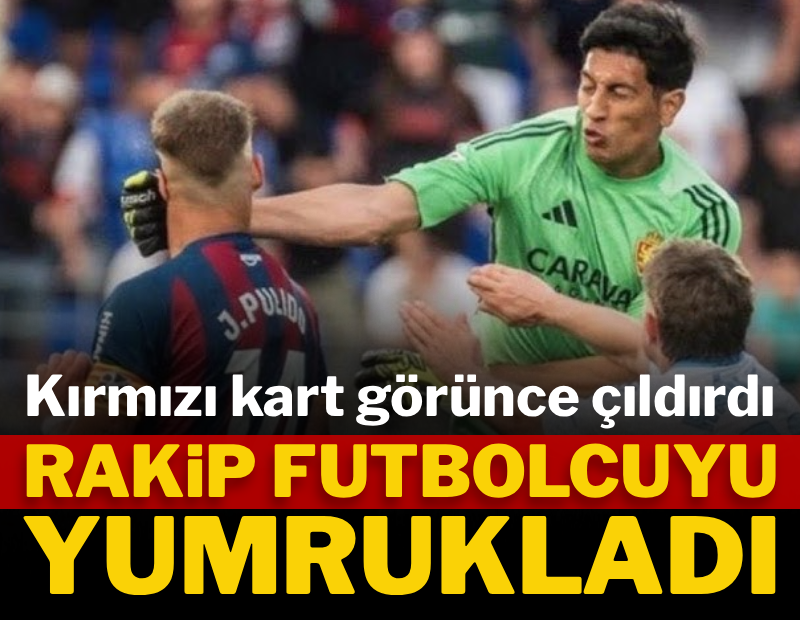 Kırmızı kart gören kaleci çılgına döndü, rakip futbolcuyu yumrukladı