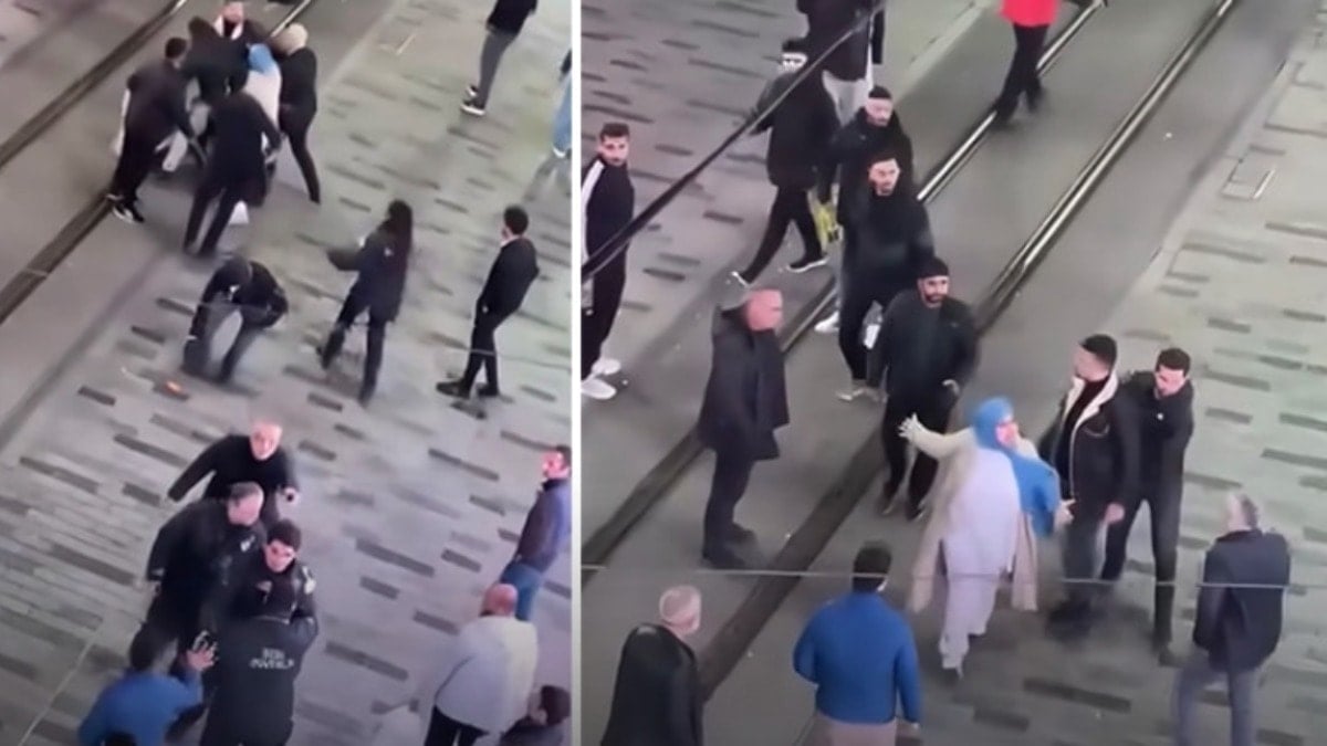 İstiklal Caddesi'nde ortalık bir anda karıştı! Güvenlik ile vatandaşlar birbirine girdi