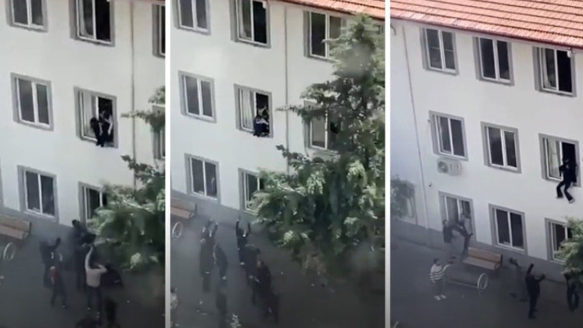 Kahramanmaraş'ta öğrenciler kurtulmak için camdan atladı
