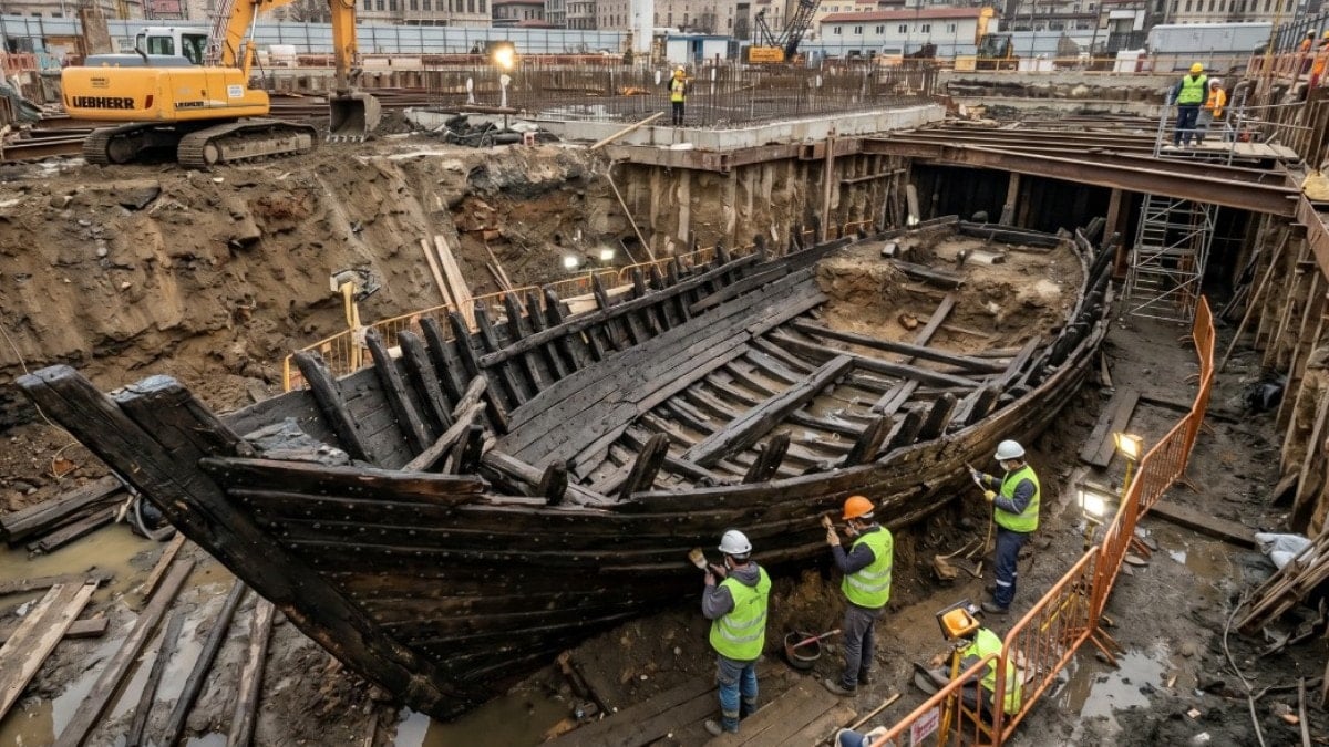 İnşaat işçileri tesadüfen keşfetti: Toprağın altından tam 6 gemi çıktı