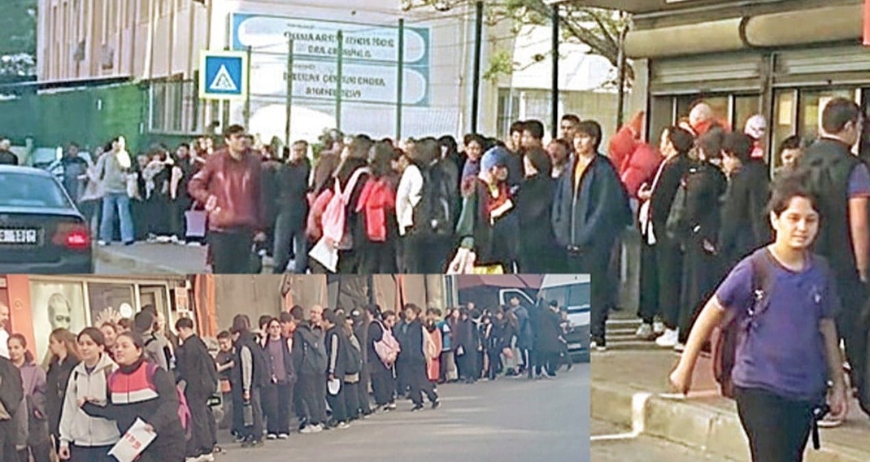 Türkiye bunu da gördü: Okulda kuyruk