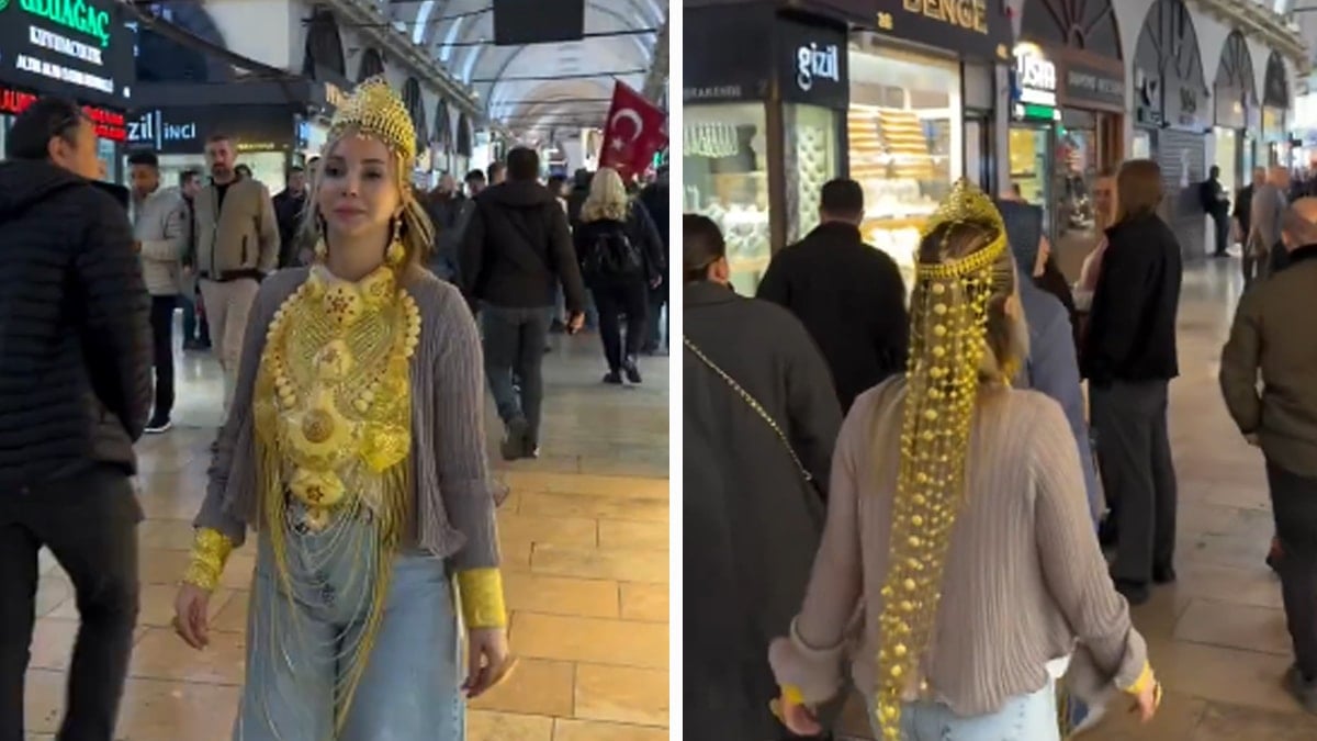 Kocası kuyumcu olan fenomen kilolarca altınla İstanbul'da gezdi