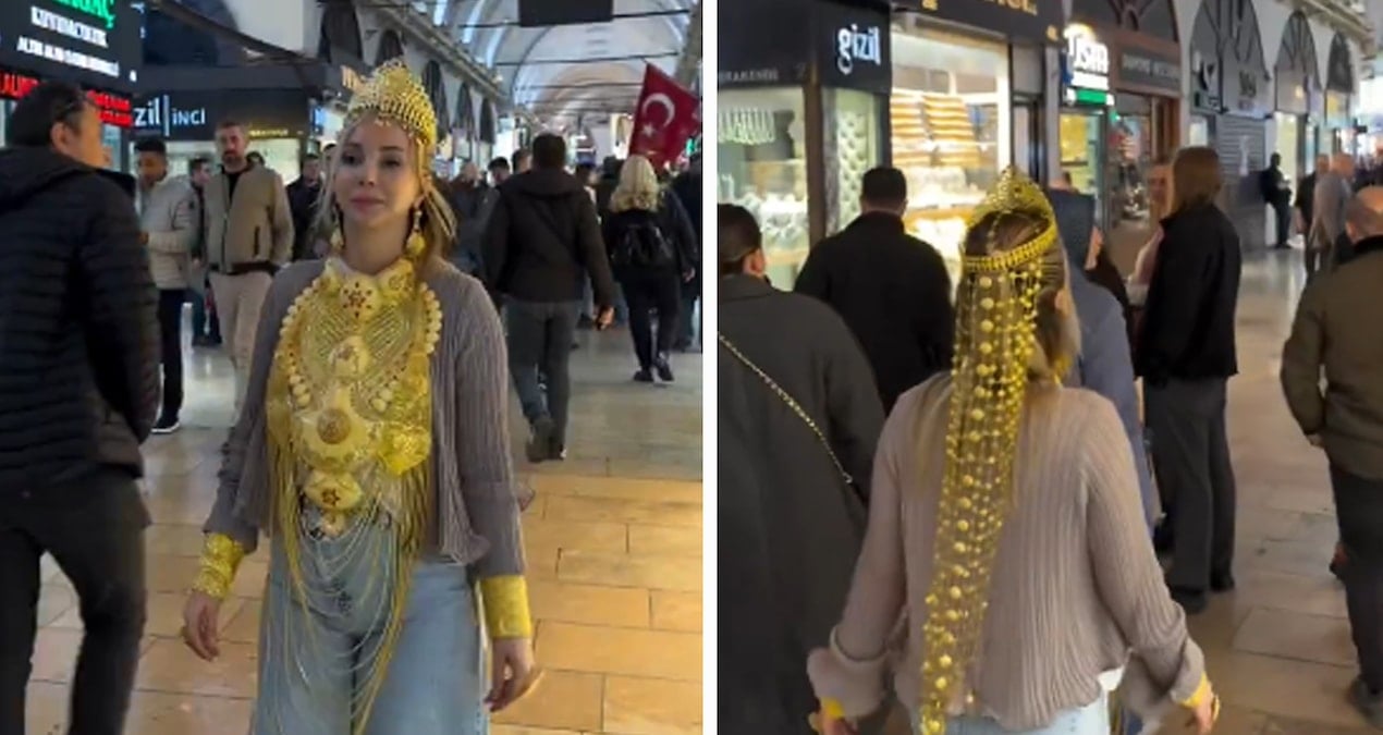Kocası kuyumcu olan fenomen kilolarca altınla İstanbul'da gezdi