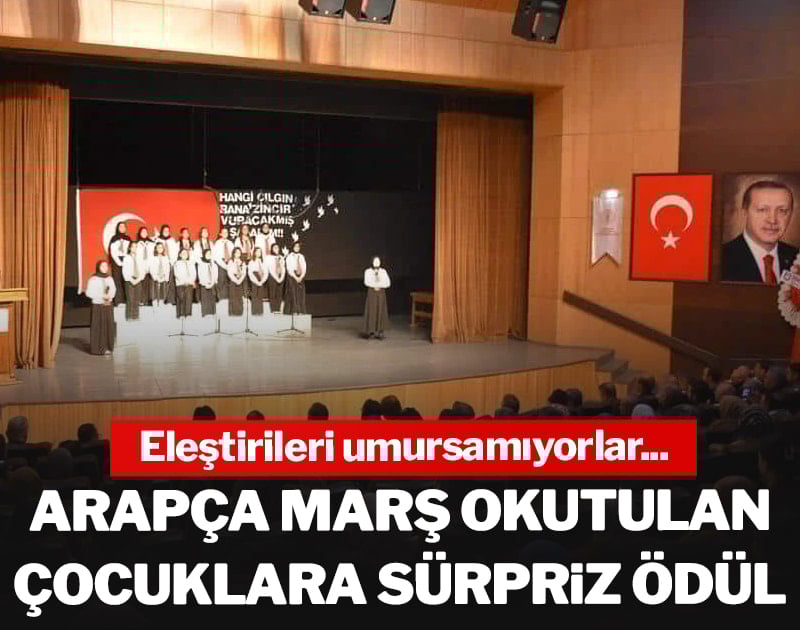 Arapça marş okutulan çocuklara sürpriz ödül