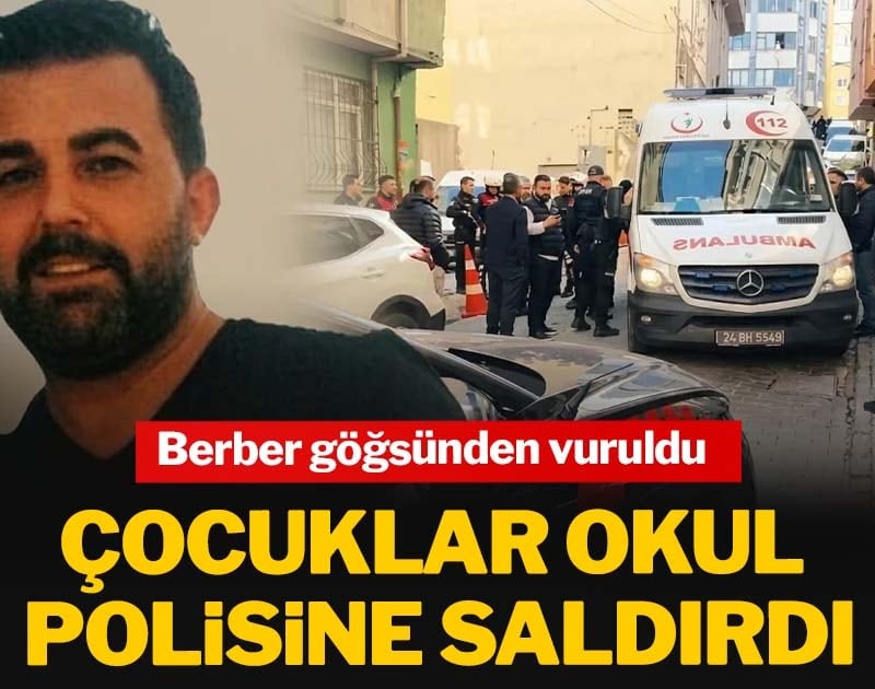 Çocuklar okul polisine saldırdı: Berber göğsünden vuruldu