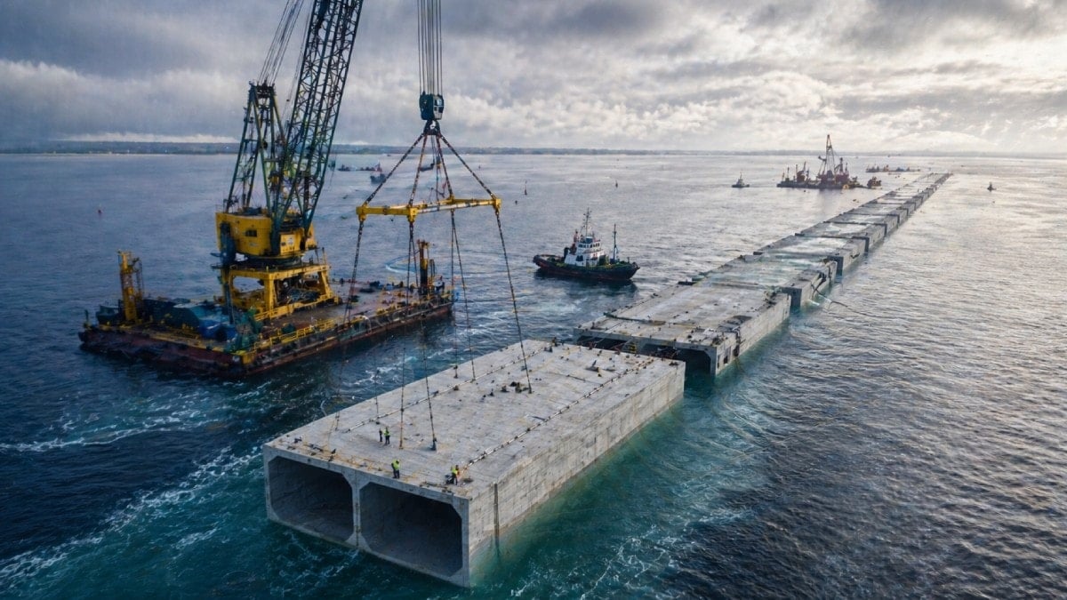 İki ülkeyi su altından birbirine bağlayacaklar: 73 bin tonluk bloklar tek tek yerleştiriliyor