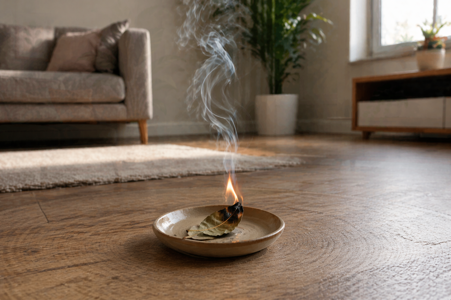 Evin ortasında 1 adet defne yaprağı yakın ve 10 dakika bekleyin