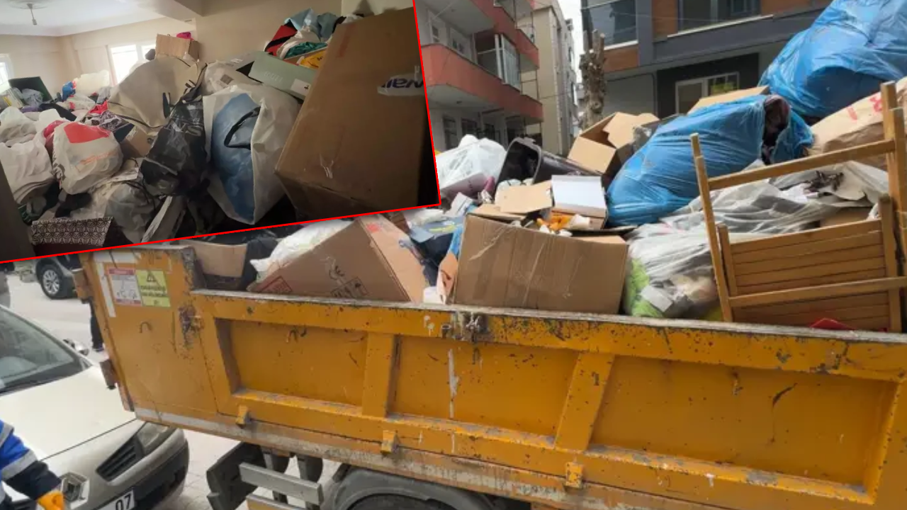 Komşular illallah etti, Çöp evden 5 saatte 3 kamyon çöp çıktı