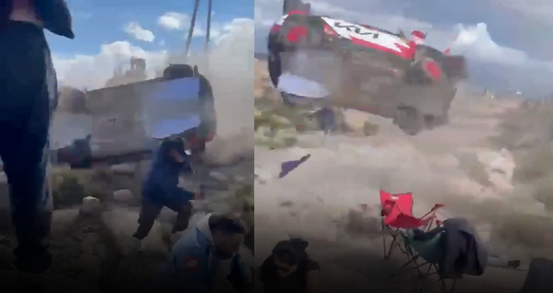 Rallide facia! Araba seyircilerin üzerine uçtu