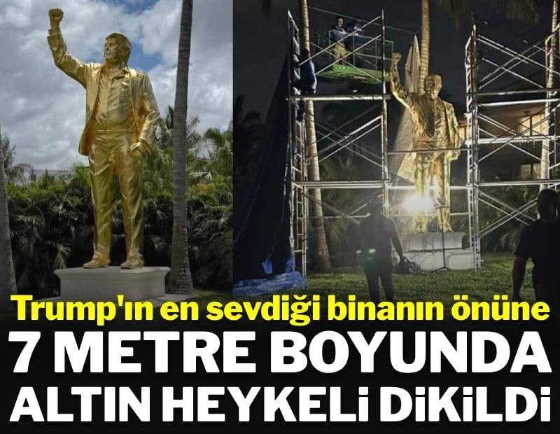 Trump'ın en sevdiği binaya 7 metrelik altın heykeli dikildi