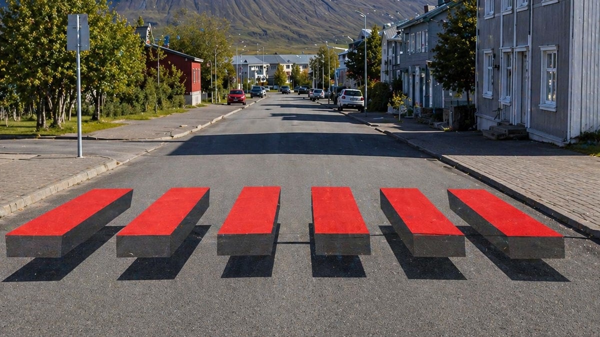 Optik illüzyonlu yol dönemi başladı: Gören sürücüler anında frene basıyor