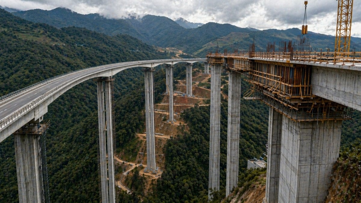 35 metrelik dev sütunlarla dağlara meydan okudular: Araçlar artık tepelerin üstünden geçecek