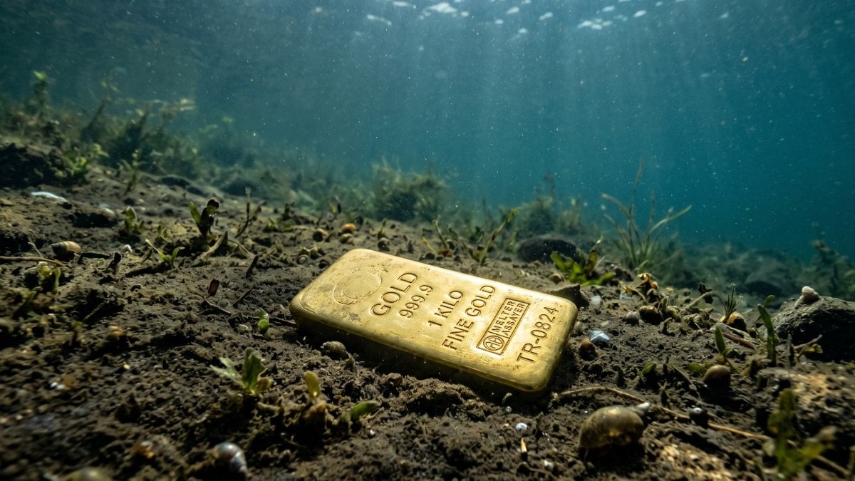 Serinlemek için girdiği gölde altın külçe buldu