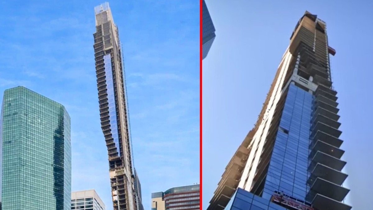 Şehrin ortasında endişe yaratan görüntü: 400 milyon dolarlık gökdelen eğilmeye başladı