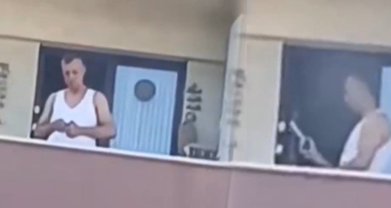 Balkonda şarjöre mermi doldurmuştu! Gözaltına alındı