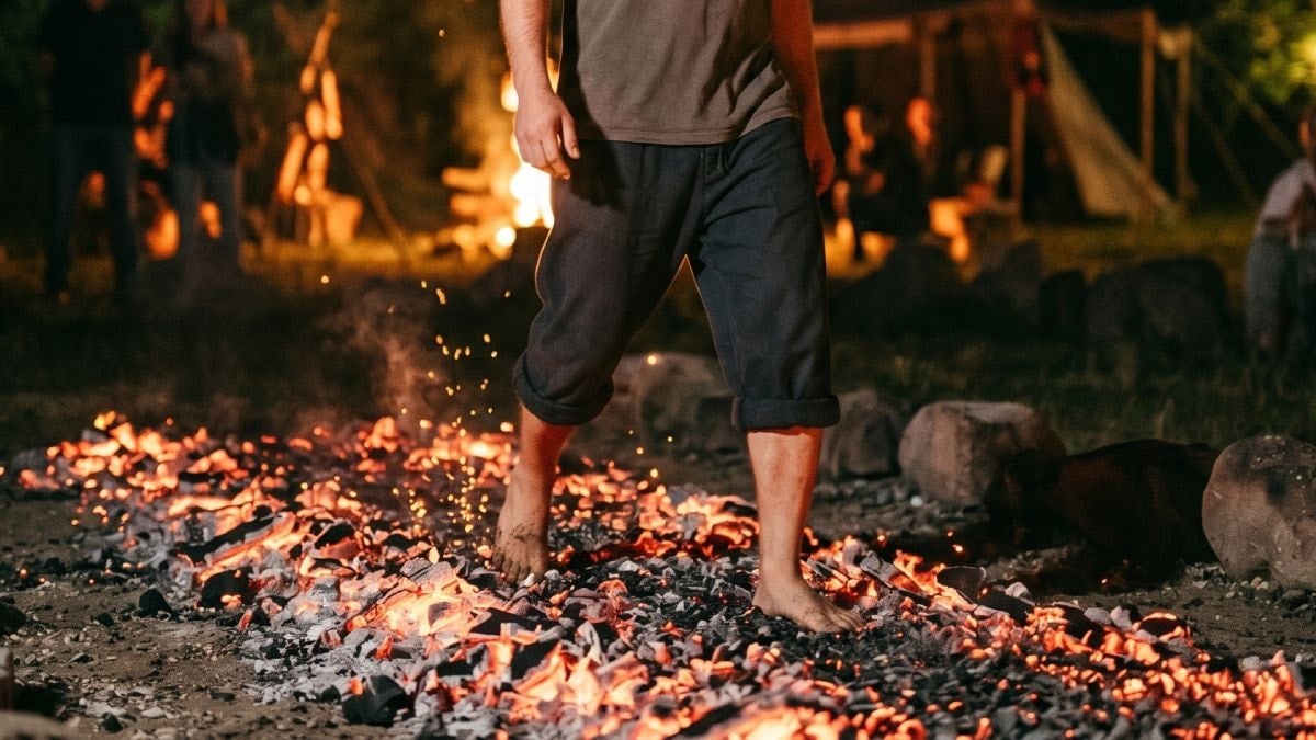 Çıplak ayakla kızgın közlerin üzerinde yürüdüler