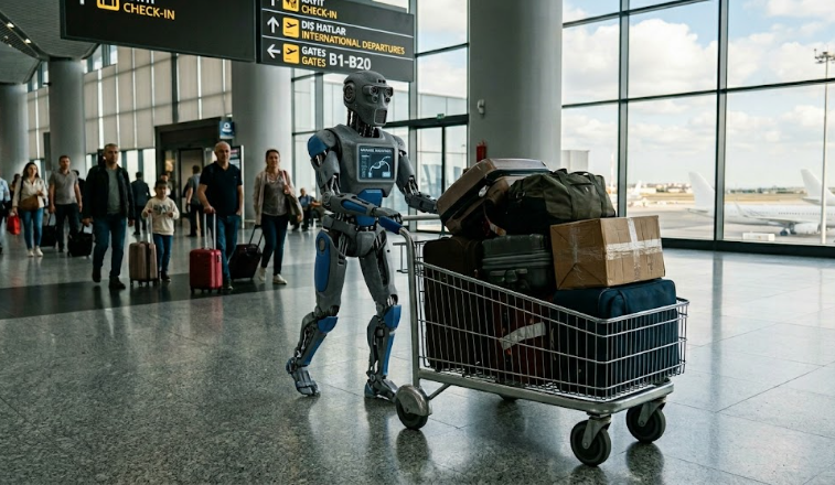 İş yükü artınca robotlara koştular: Havalimanında robot çalışmaya başladı