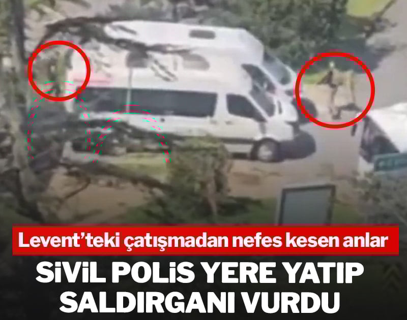 Levent'teki çatışmadan nefes kesen anlar: Sivil polis yere yatıp saldırganı vurdu