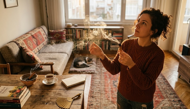 Evin ortasında tarçın yakan sonucuna inanamıyor