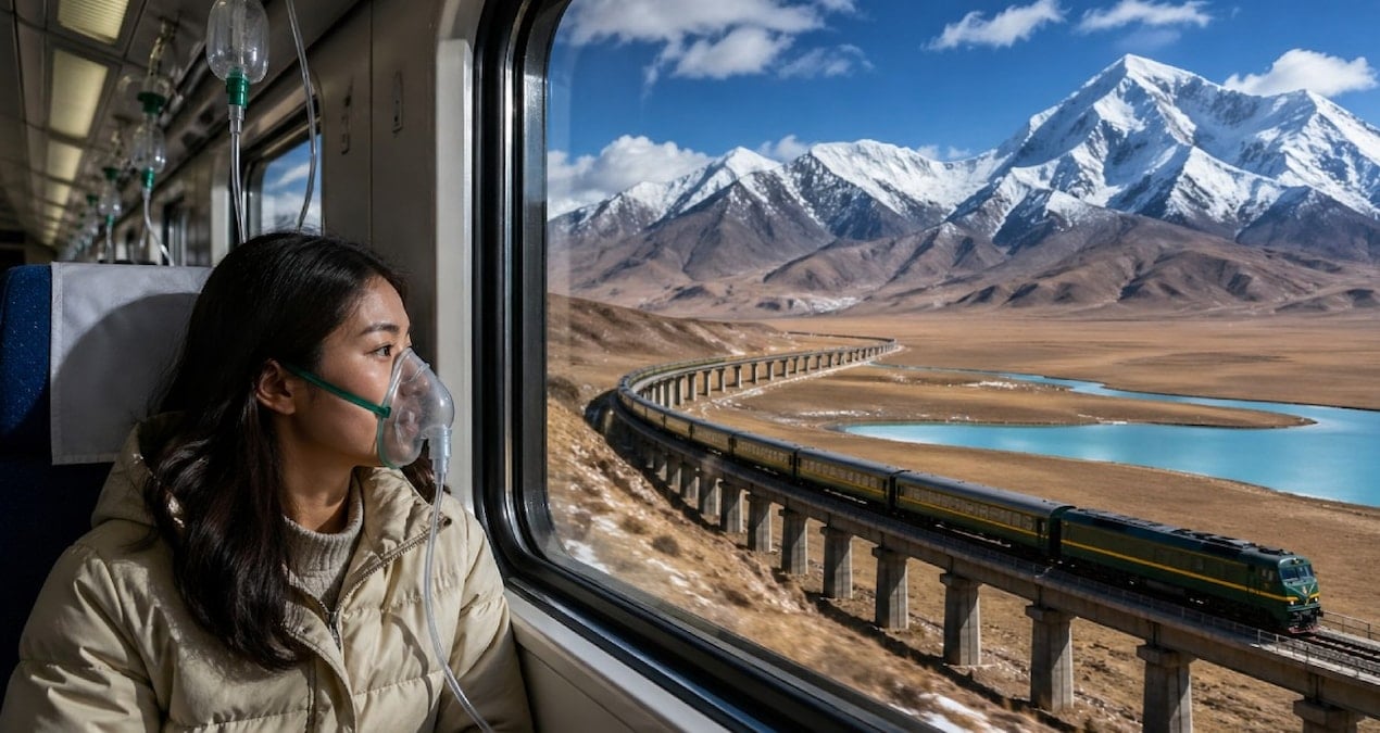 Bu trende nefes almak için maske şart: 5 bin metrede ilerliyor, yolculara oksijen veriliyor