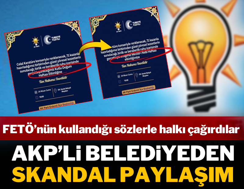 AKP'li belediye FETÖ'nün kullandığı sözlerle halka çağrı yaptı!