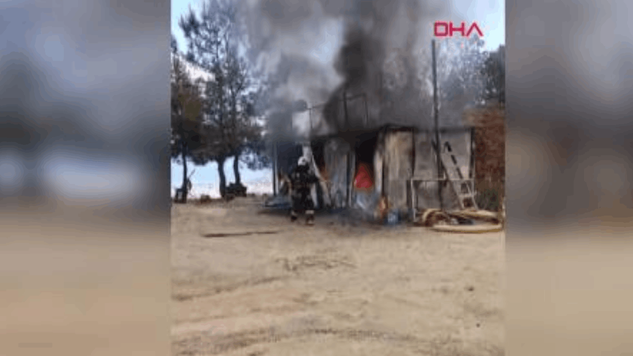 Alanya’da işçilerin kaldığı konteyner yandı