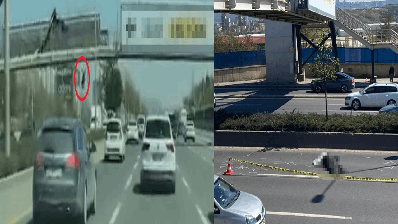 Afiş asarken üst geçitten düştü, otomobilin altında kalarak öldü!