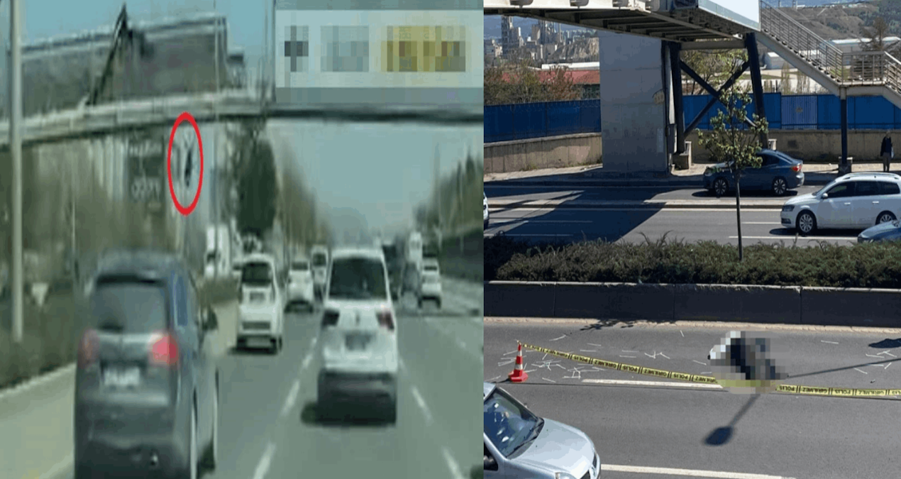 Afiş asarken üst geçitten düştü, otomobilin altında kalarak öldü!