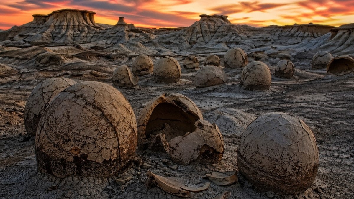 Çorak arazide ilginç manzara: Gören herkes 'uzaylı yumurtası' sanıyor