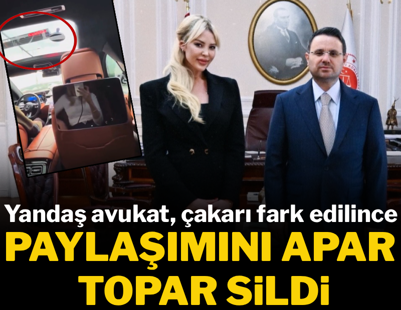 Yandaş avukat, çakarı fark edilince paylaşımı apar topar sildi
