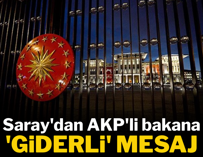 Saray'dan AKP'li bakana 'giderli' mesaj