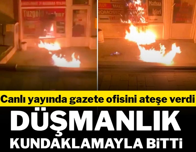 Canlı yayında gazete ofisini ateşe verdi...