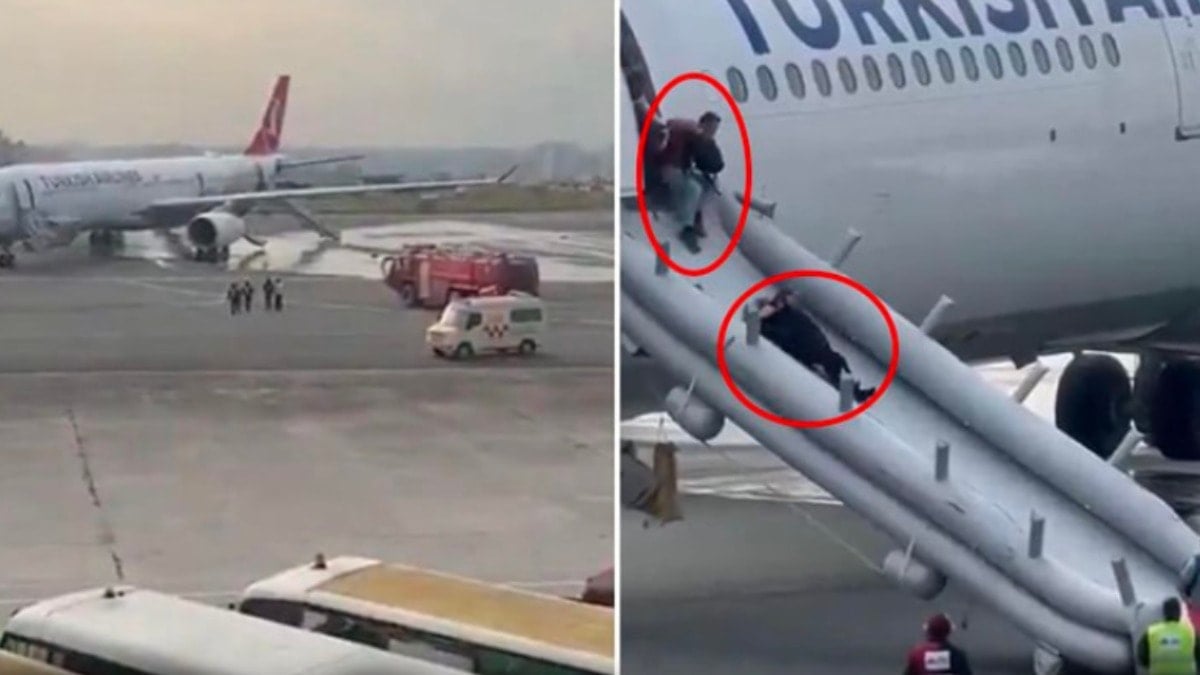 THY uçağında yangın paniği! Yolcular acil çıkışlardan tahliye edildi