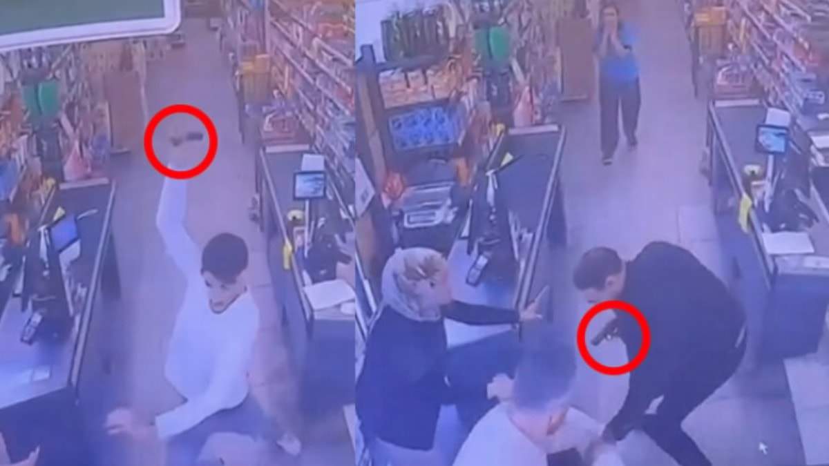 İstanbul'da zincir markette dehşet anları! Personel bıçak, müşteri silah çekti