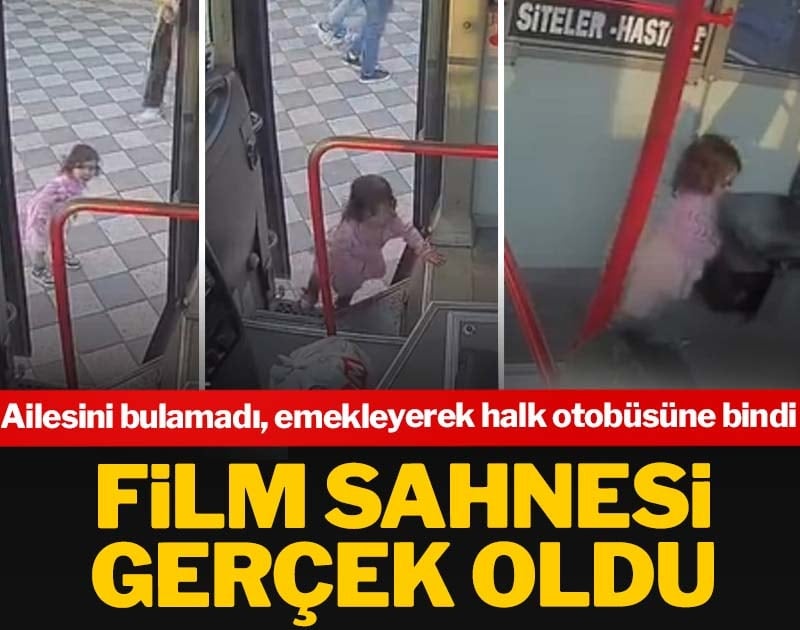Ailesini bulamayan 2 yaşındaki çocuk emekleyerek halk otobüsüne bindi