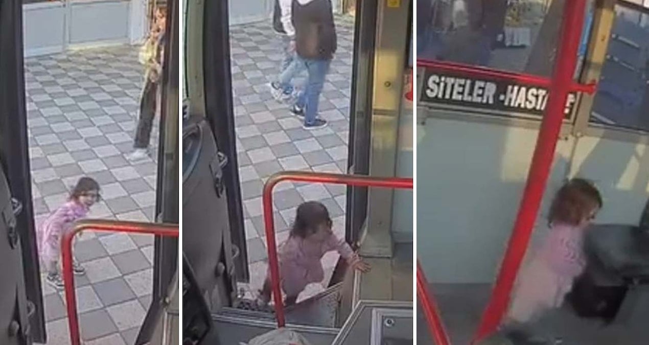 Ailesini bulamayan 2 yaşındaki çocuk emekleyerek halk otobüsüne bindi