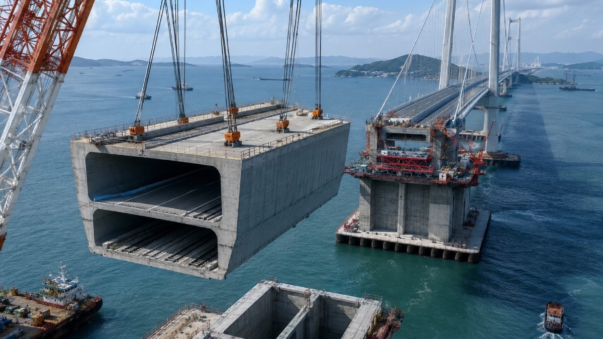 Dev beton bloklar tek tek suya indirildi: Alt katında hızlı tren, üst katında otoyol olacak