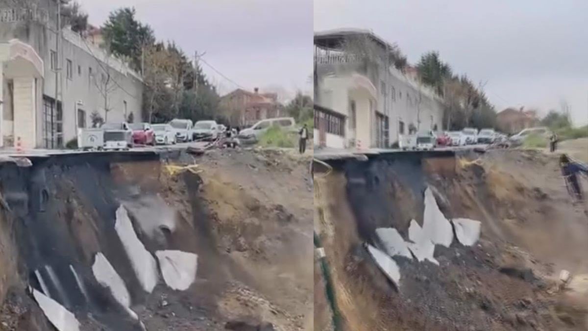 Beylikdüzü’nde inşaat çalışması sırasında yol çöktü