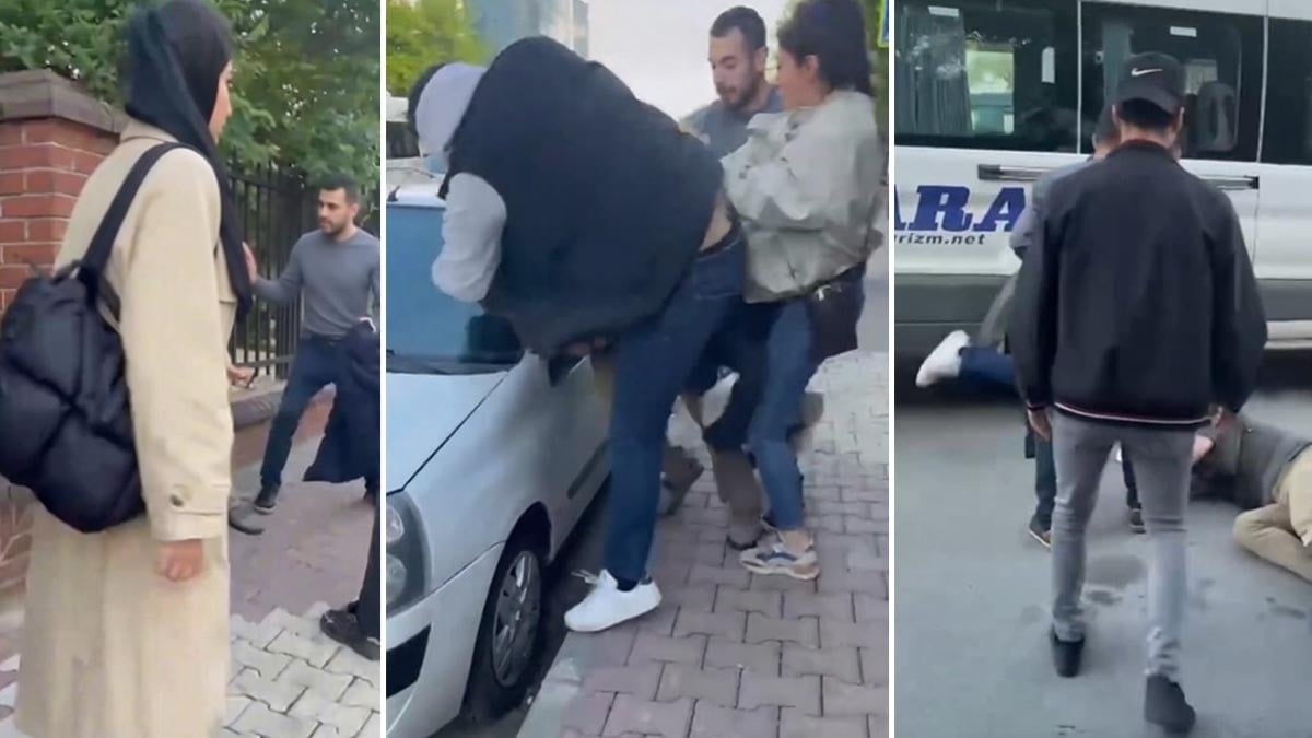 Okula giden çocukları takip ederken yakalandı! Sokak ortasında evire çevire dövdüler