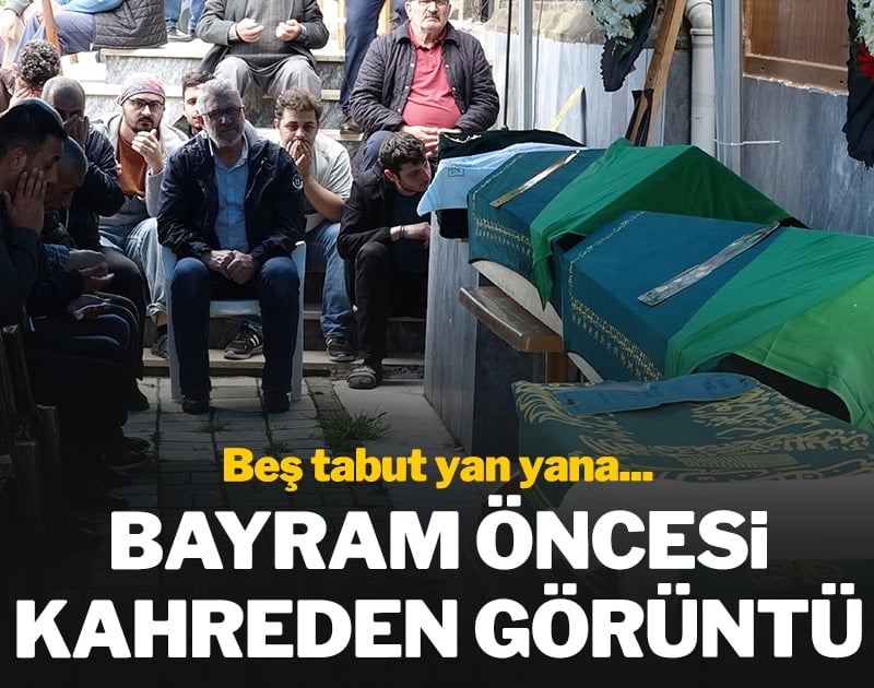 Bayram öncesi kahreden görüntü: Beş tabut yan yana